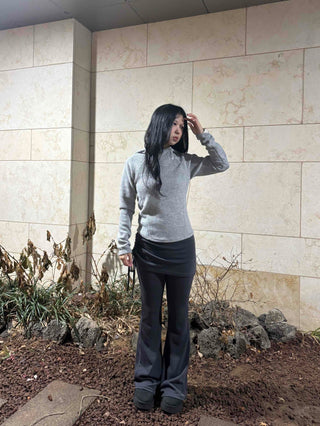 Layered Wrap Skirt Bootcut Pants