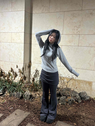 Layered Wrap Skirt Bootcut Pants