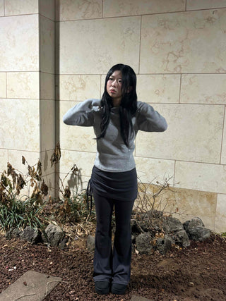 Layered Wrap Skirt Bootcut Pants