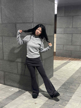 Layered Wrap Skirt Bootcut Pants