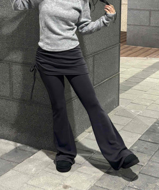 Layered Wrap Skirt Bootcut Pants