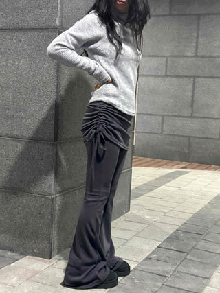 Layered Wrap Skirt Bootcut Pants