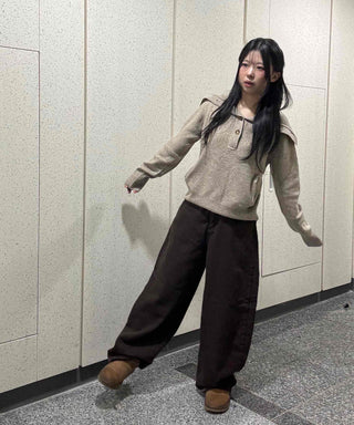 Check Cargo Back Pocket Wide Pants