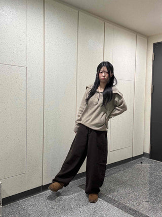 Check Cargo Back Pocket Wide Pants