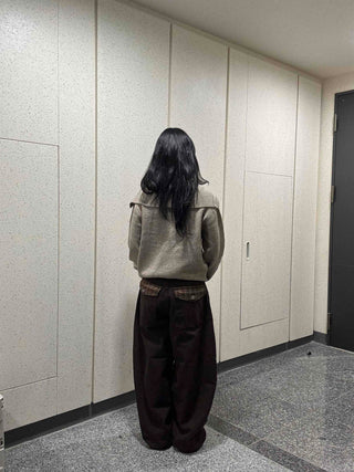 Check Cargo Back Pocket Wide Pants