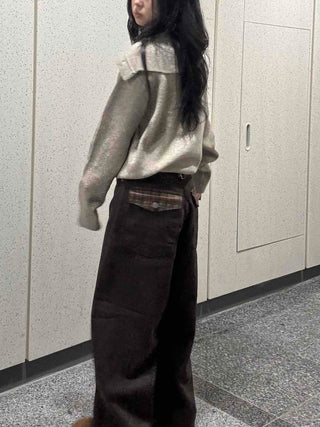 Check Cargo Back Pocket Wide Pants
