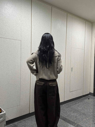 Check Cargo Back Pocket Wide Pants