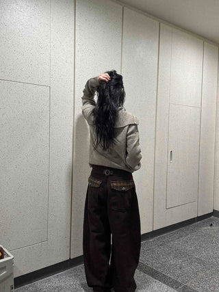 Check Cargo Back Pocket Wide Pants