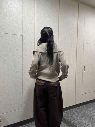 Check Cargo Back Pocket Wide Pants