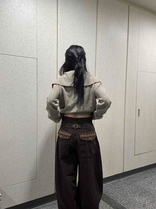 Check Cargo Back Pocket Wide Pants