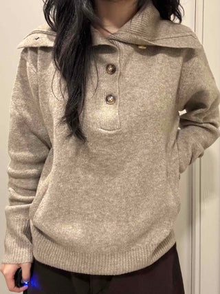 Open Collar Loose Fit Hooded Knit