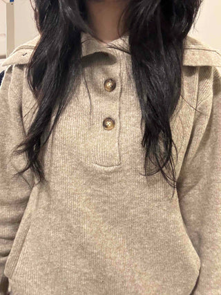 Open Collar Loose Fit Hooded Knit