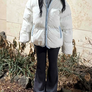 Kitsch color-block balloon crop short padded jacket