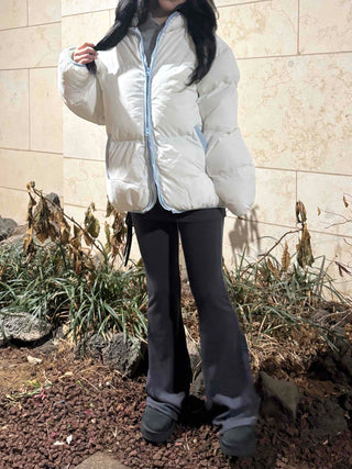 Kitsch color-block balloon crop short padded jacket
