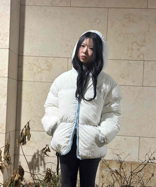 Kitsch color-block balloon crop short padded jacket