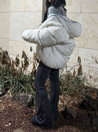 Kitsch color-block balloon crop short padded jacket