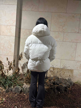 Kitsch color-block balloon crop short padded jacket