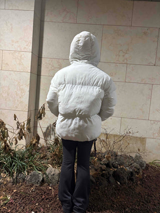 Kitsch color-block balloon crop short padded jacket