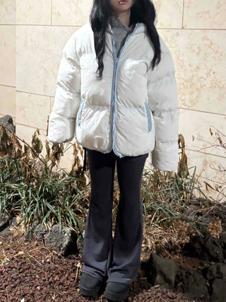 Kitsch color-block balloon crop short padded jacket