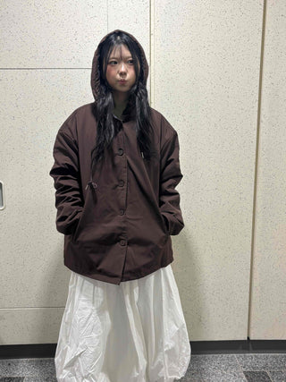 Check Loose Fit Quilted Hooded Jumper