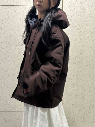Check Loose Fit Quilted Hooded Jumper