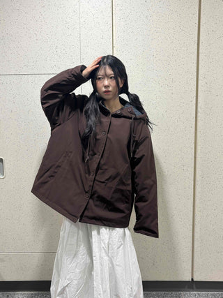 Check Loose Fit Quilted Hooded Jumper