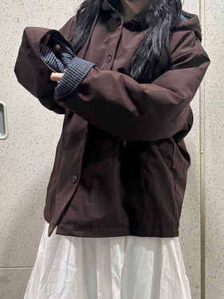 Check Loose Fit Quilted Hooded Jumper