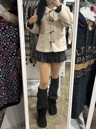 Winter check pleated mini skirt