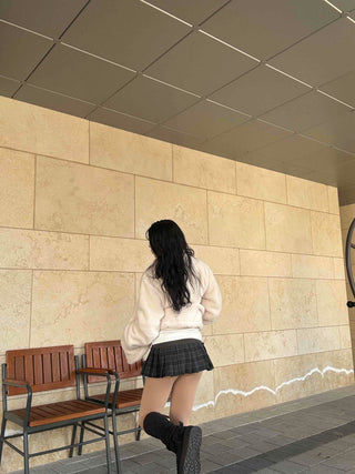Winter check pleated mini skirt
