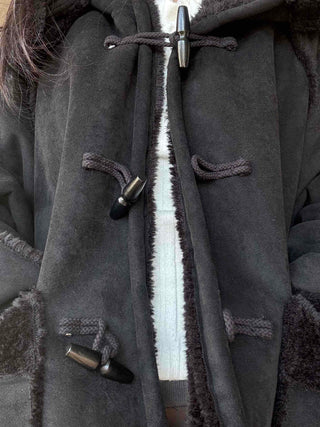 Fur-trimmed Pocket Double Toggle Oversized Duffle Jacket