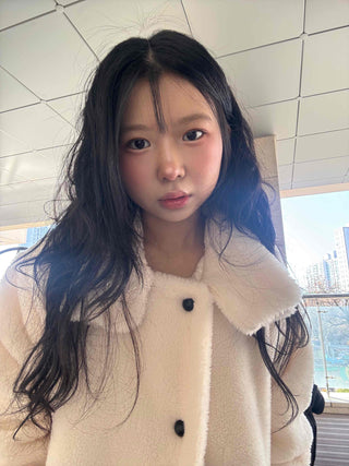 Turtleneck Front Button Teddy Bear Fleece Coat