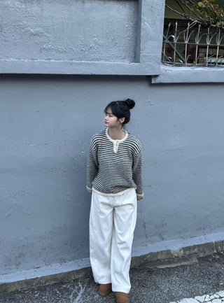 Natural Wash Balloon Fit Wide Pants