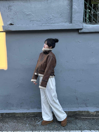 Natural Wash Balloon Fit Wide Pants