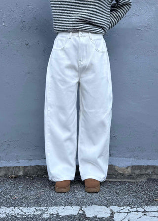 Natural Wash Balloon Fit Wide Pants