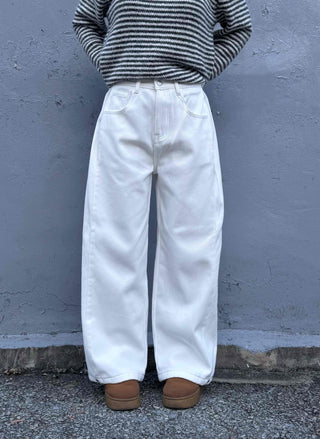 Natural Wash Balloon Fit Wide Pants