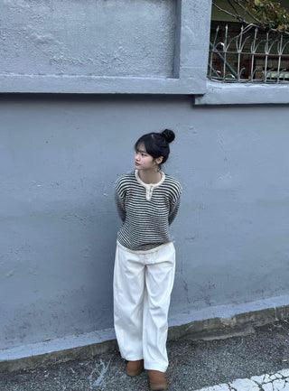 Natural Wash Balloon Fit Wide Pants