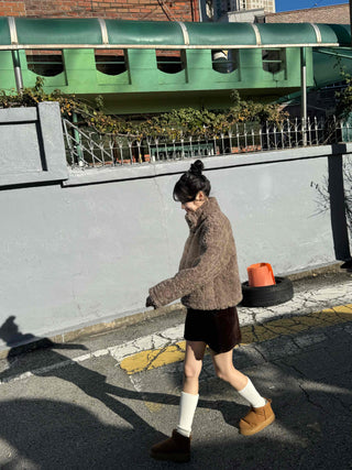 High-neck Sherpa Fur Jacket