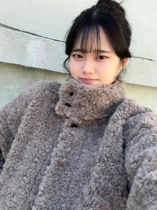 High-neck Sherpa Fur Jacket
