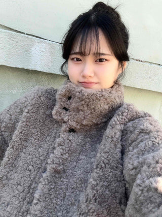 High-neck Sherpa Fur Jacket
