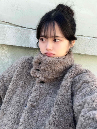 High-neck Sherpa Fur Jacket