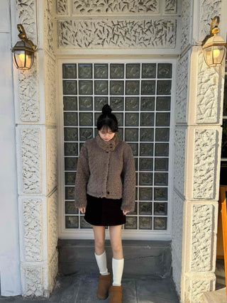 High-neck Sherpa Fur Jacket
