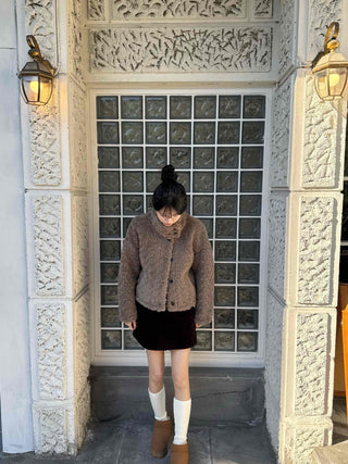 High-neck Sherpa Fur Jacket