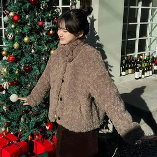 High-neck Sherpa Fur Jacket