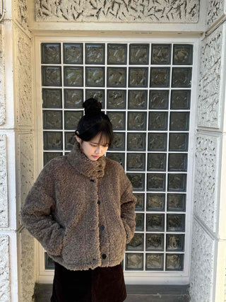 High-neck Sherpa Fur Jacket