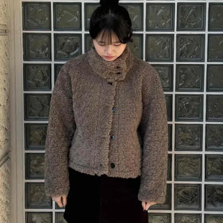 High-neck Sherpa Fur Jacket
