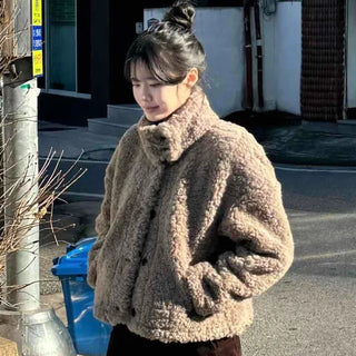 High-neck Sherpa Fur Jacket