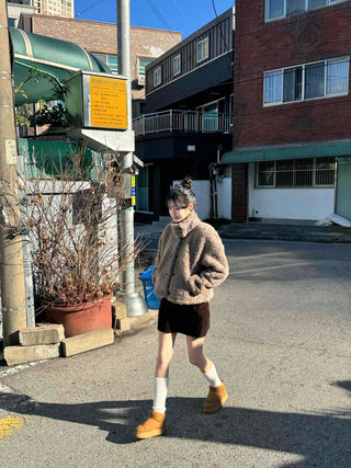 High-neck Sherpa Fur Jacket