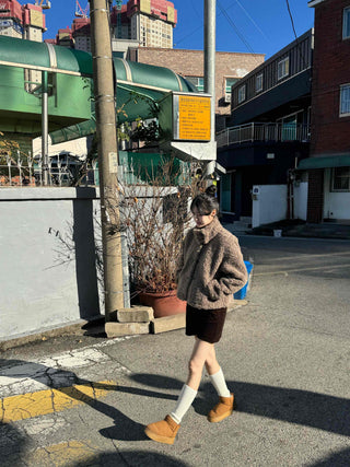 High-neck Sherpa Fur Jacket