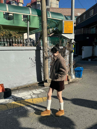 High-neck Sherpa Fur Jacket