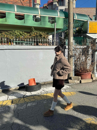 High-neck Sherpa Fur Jacket